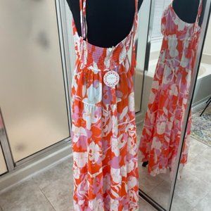 Umgee Floral Print Long Maxi Dress - Size L